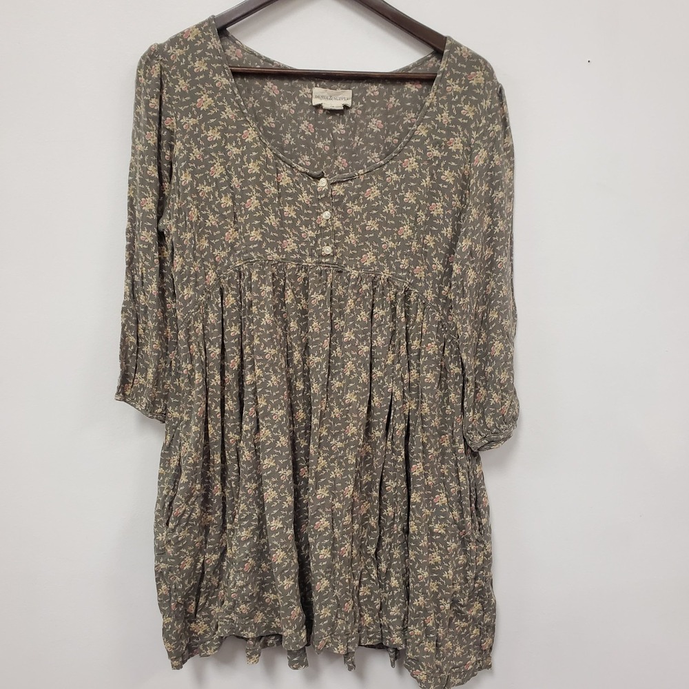 Denim & Supply Ralph Lauren Cottage Floral Babydoll Dress Size L Y2K Cotton